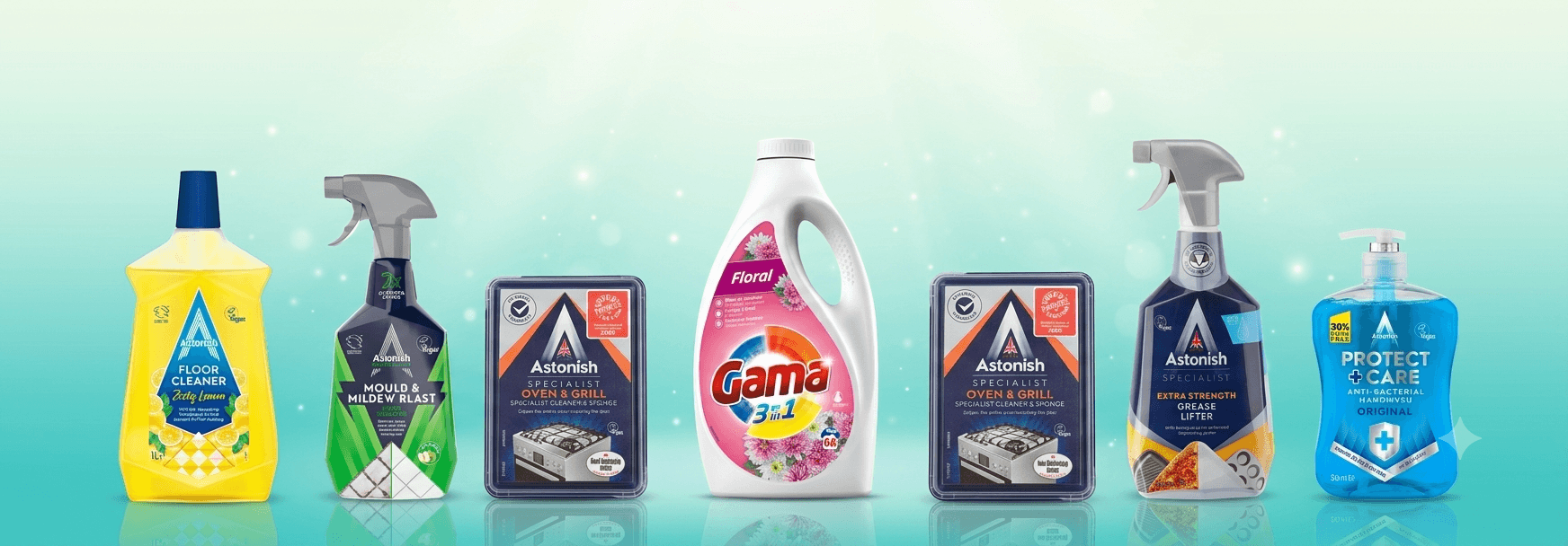 Sparkle Brands hero — Astonish and Gama products